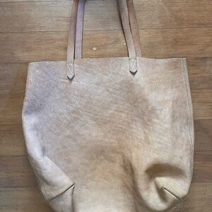 Madewell Chic Beige Leather Tote Bag
